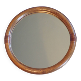 Vintage round wicker mirror