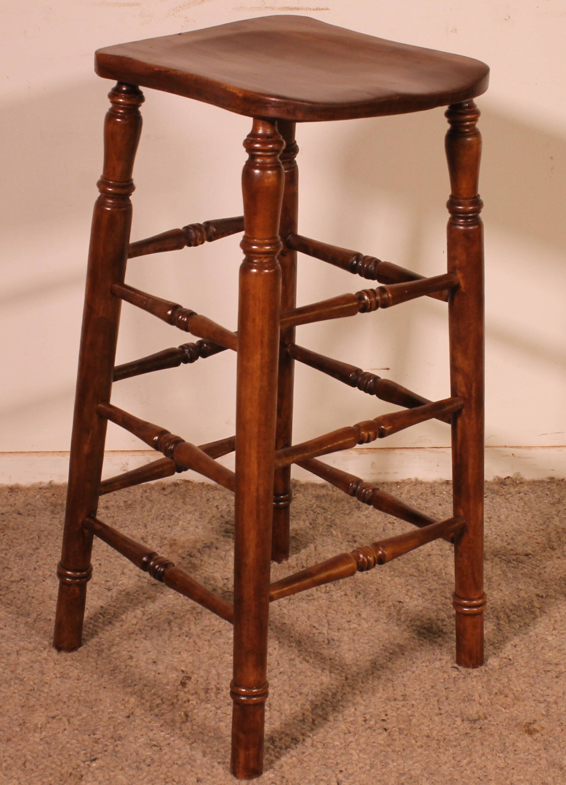 19th-century elm bar stool