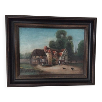 Framed oil painting on canvas