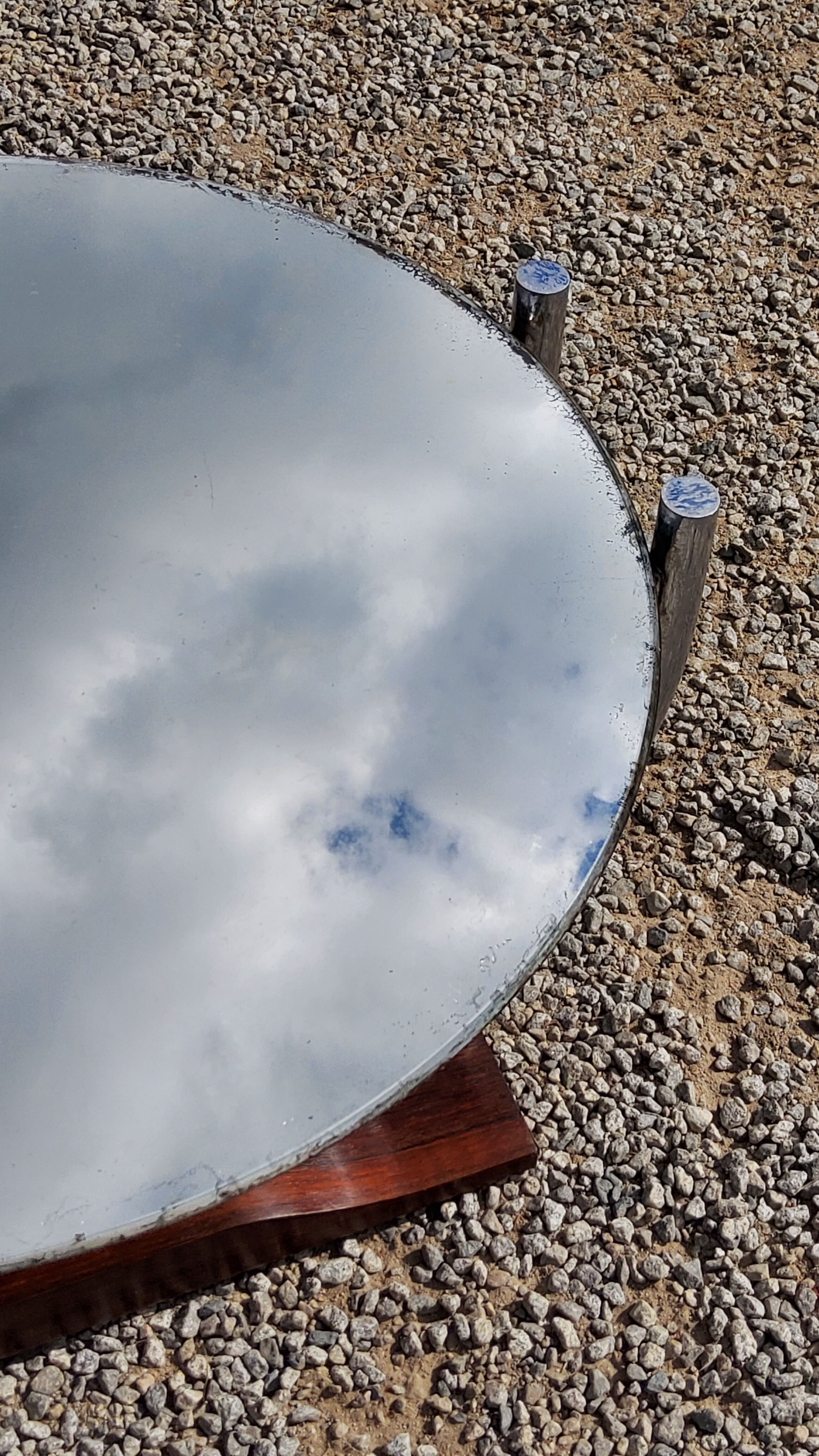 Art deco coffee table mirror base chrome and rosewood