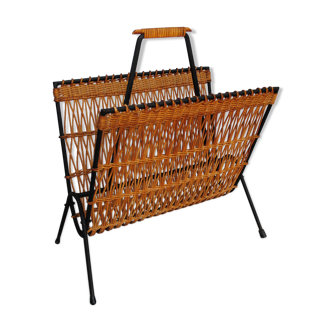 Vintage wicker magazine holder