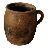 Large round terracotta pot with handle