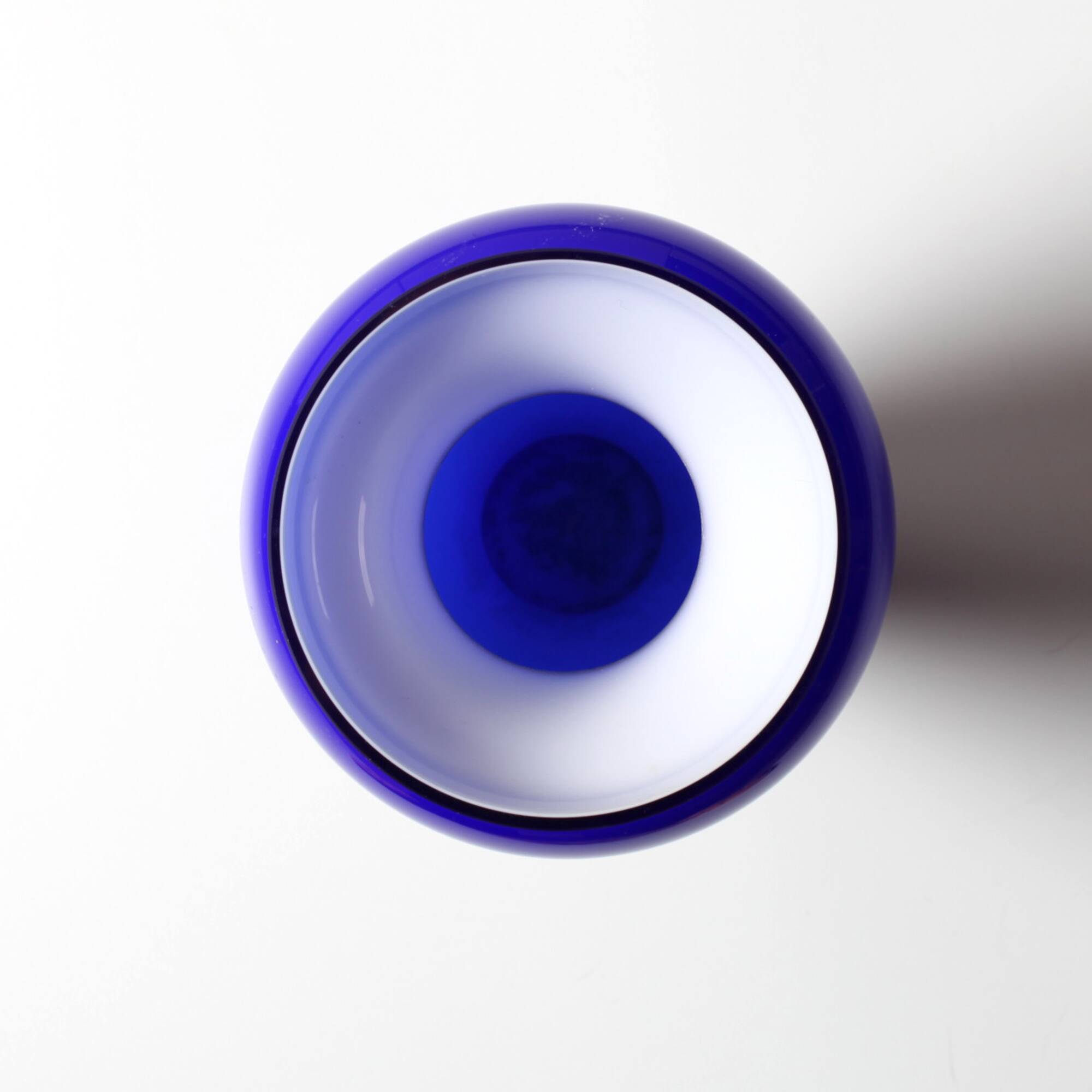 Mid-century Rare Blue and White Vintage Murano Glass Vase / Italy / 1970s