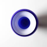 Mid-century Rare Blue and White Vintage Murano Glass Vase / Italy / 1970s