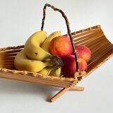 Chic folding table basket wood and bamboo vintage