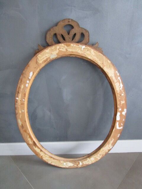 Large old oval wooden grandmother frame