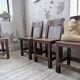 Set of 4 Savoyard pine folk art chairs from the 1950s.