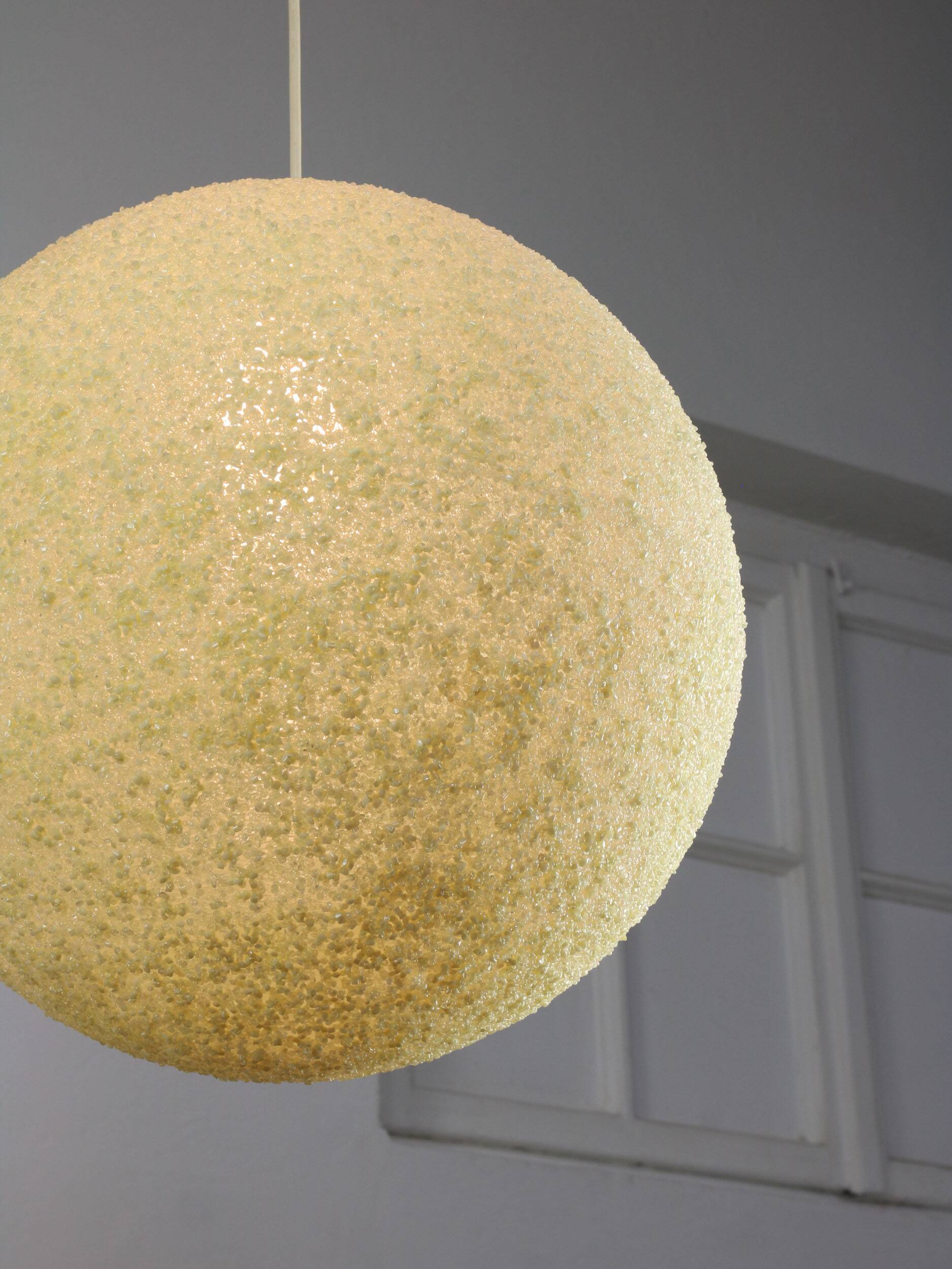 Vintage 1960s Granulate Ball Pendant Lamp: Mid-Century Modern Sphere Light