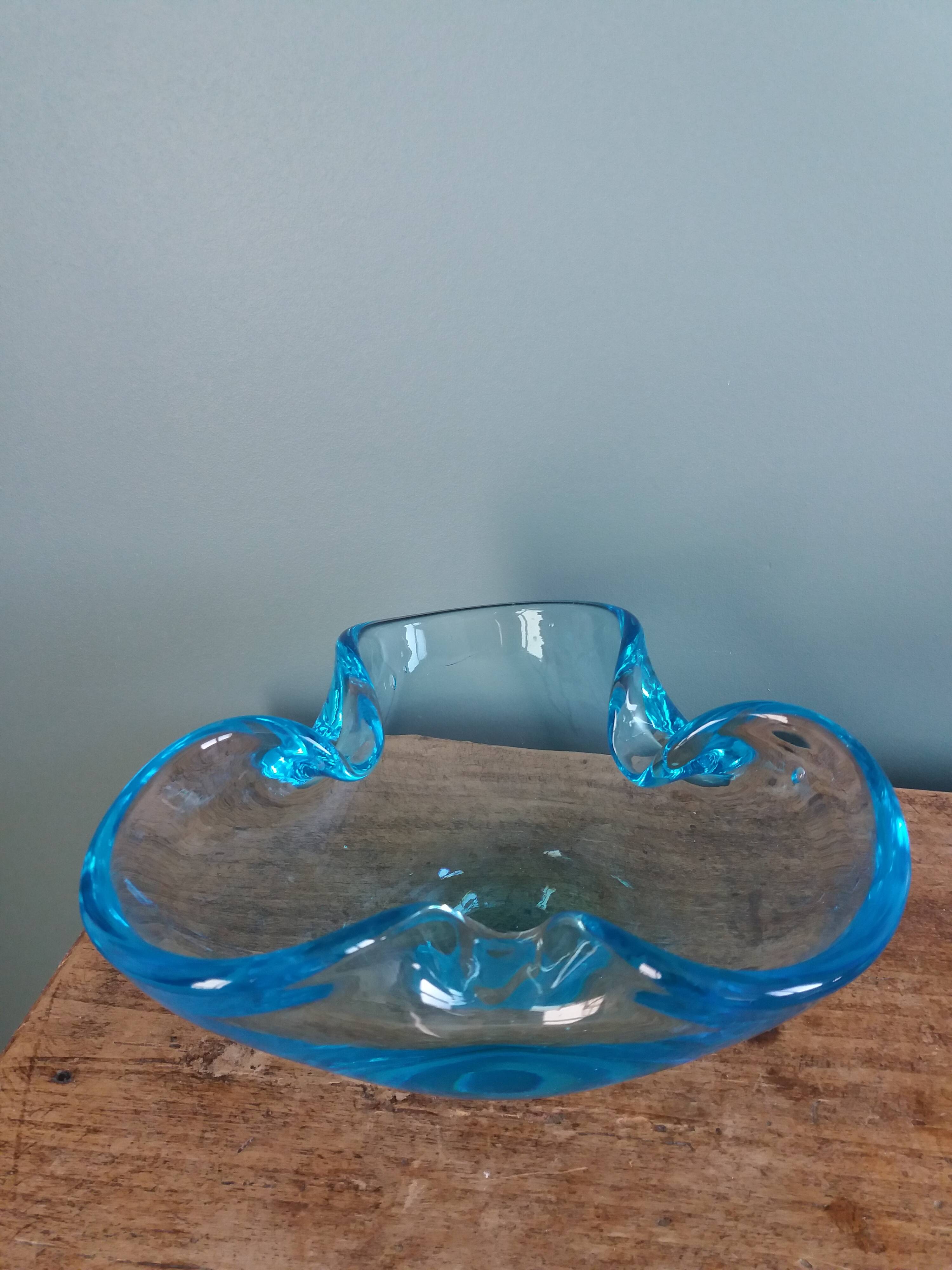 Murano turquoise blue glass trilobed empty pocket ashtray