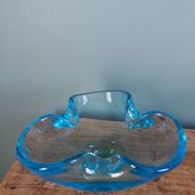 Murano turquoise blue glass trilobed empty pocket ashtray