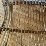 Rare pair of vintage rattan and wicker armchairs from the 1950s