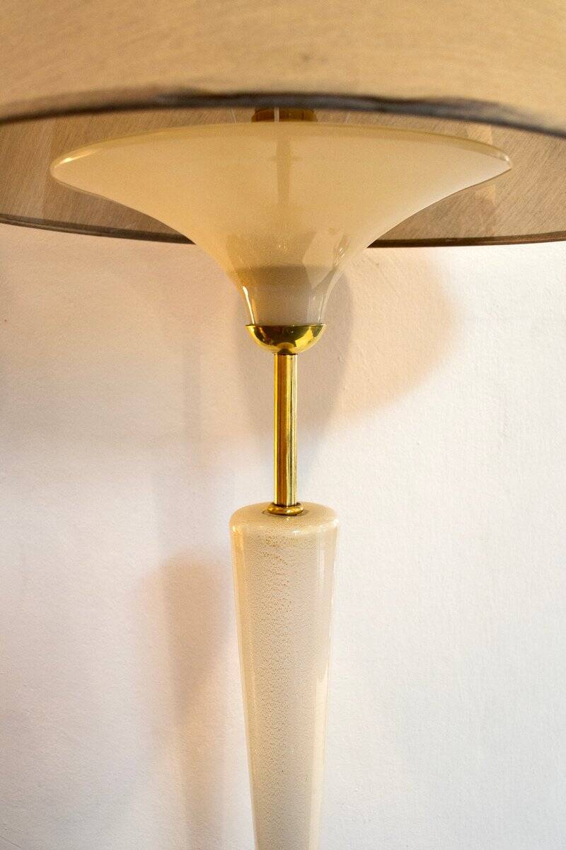 Brass and glass floor lamp by Tomaso Buzzi, Italy, 1950s.