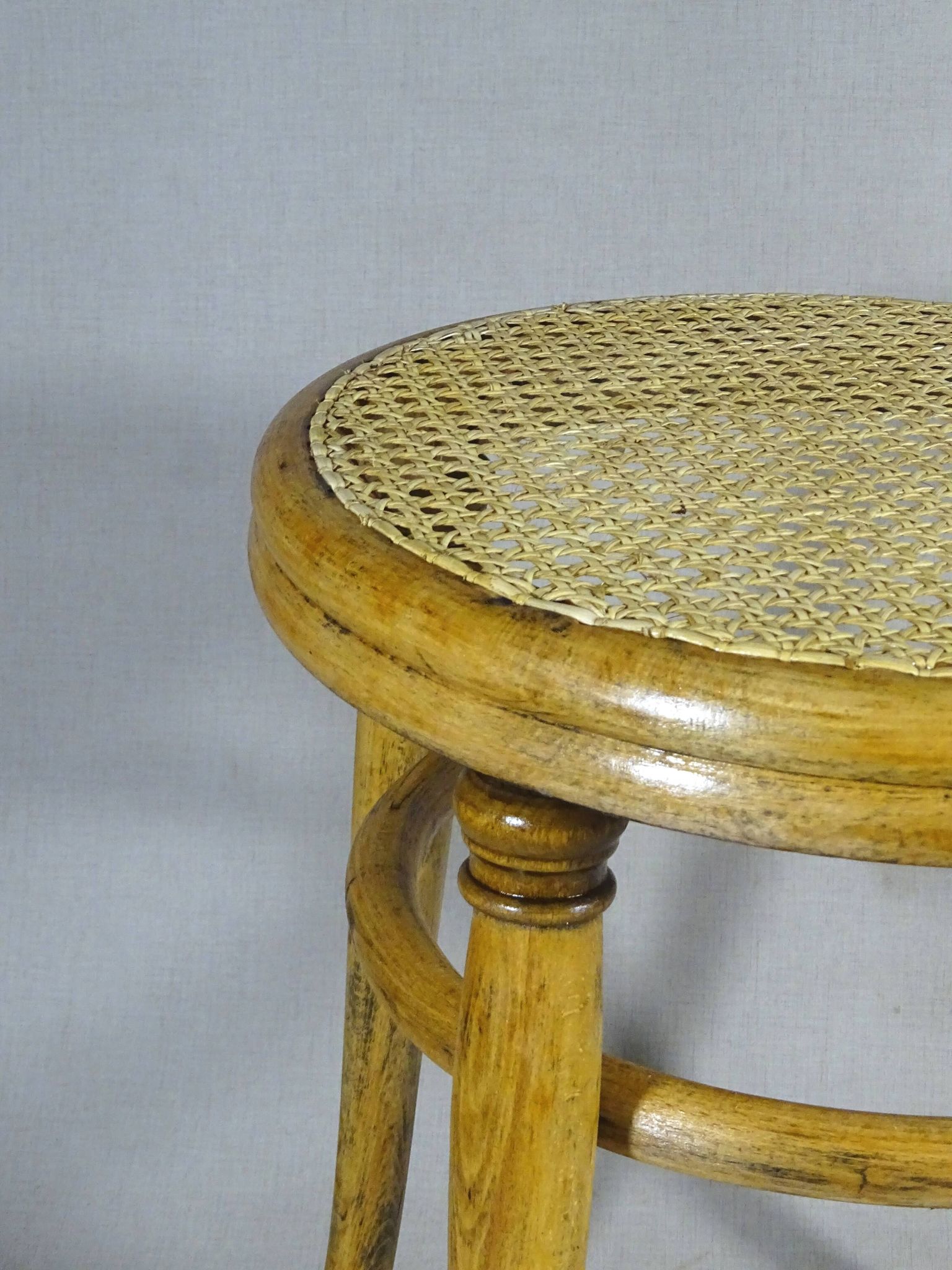 Bistro Stool by Fischel 1890/1900 caned, no Thonet (Height 52 cm)