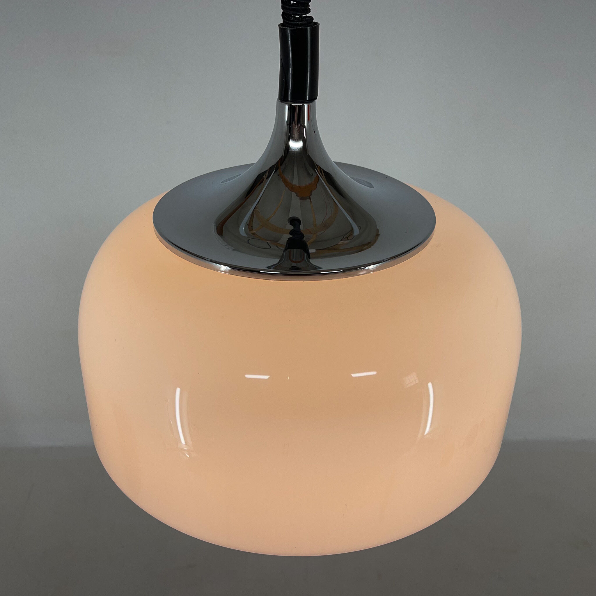 Mid Century White Pendant by Harvey Guzzini for Meblo, Italy