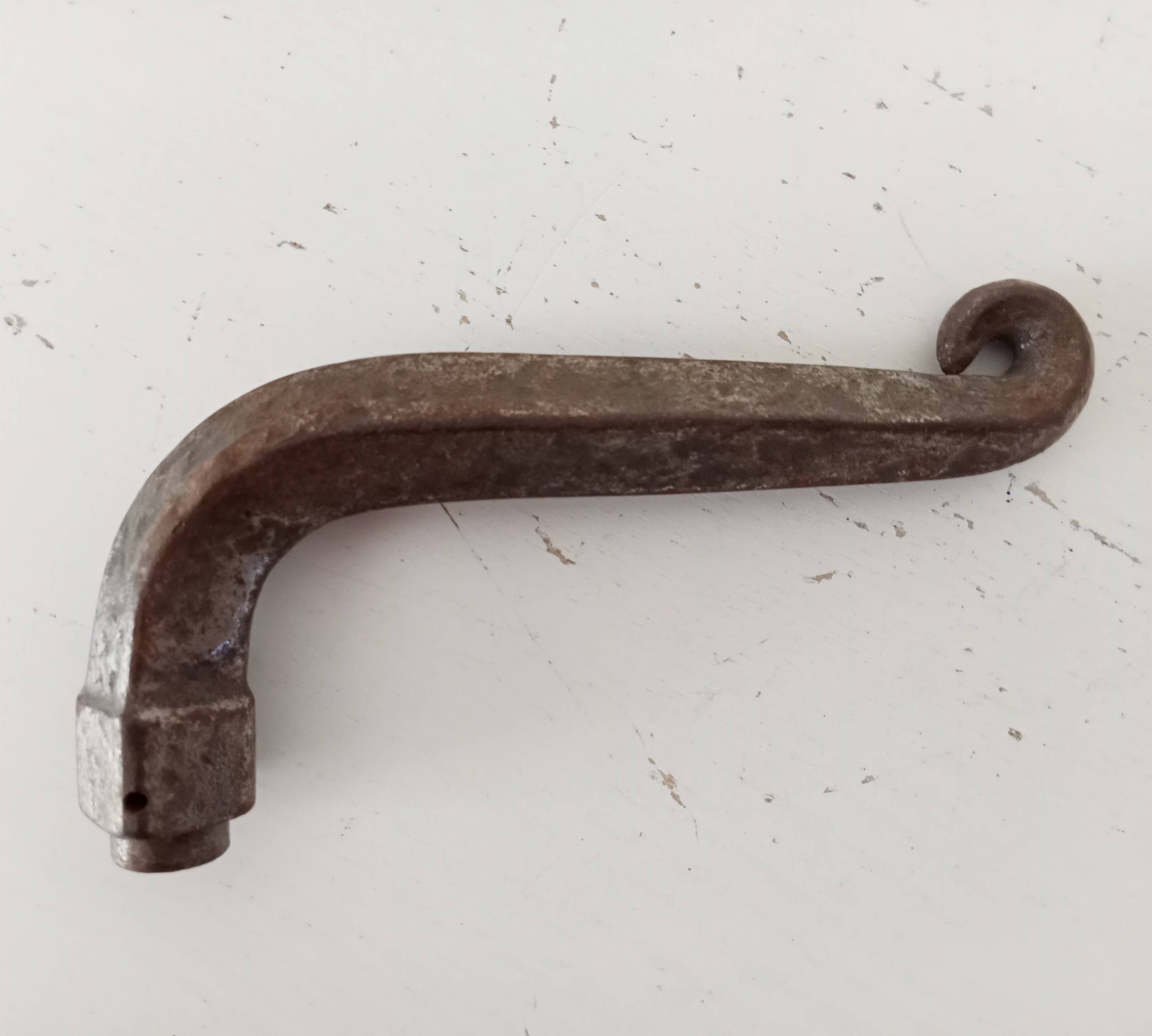 19th-century antique door handle in forged steel