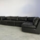 Vintage black leather modular sofa, 1970s