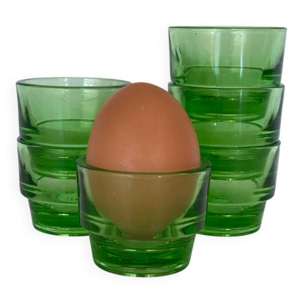 6 coquetiers verres à digestif Lever en verre vert