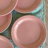 6 powder pink Italian iron earthenware plates