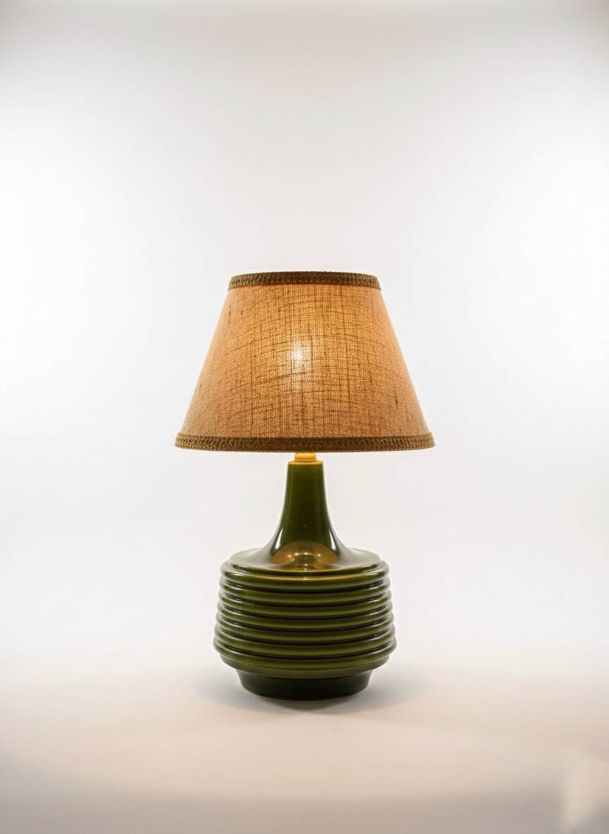 "Héritage 70" lamp in green glazed ceramic