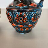 Set of 2 Multi-Color Fat Lava Op Art Pottery Vase by Bay Ceramics Germany, 1960s