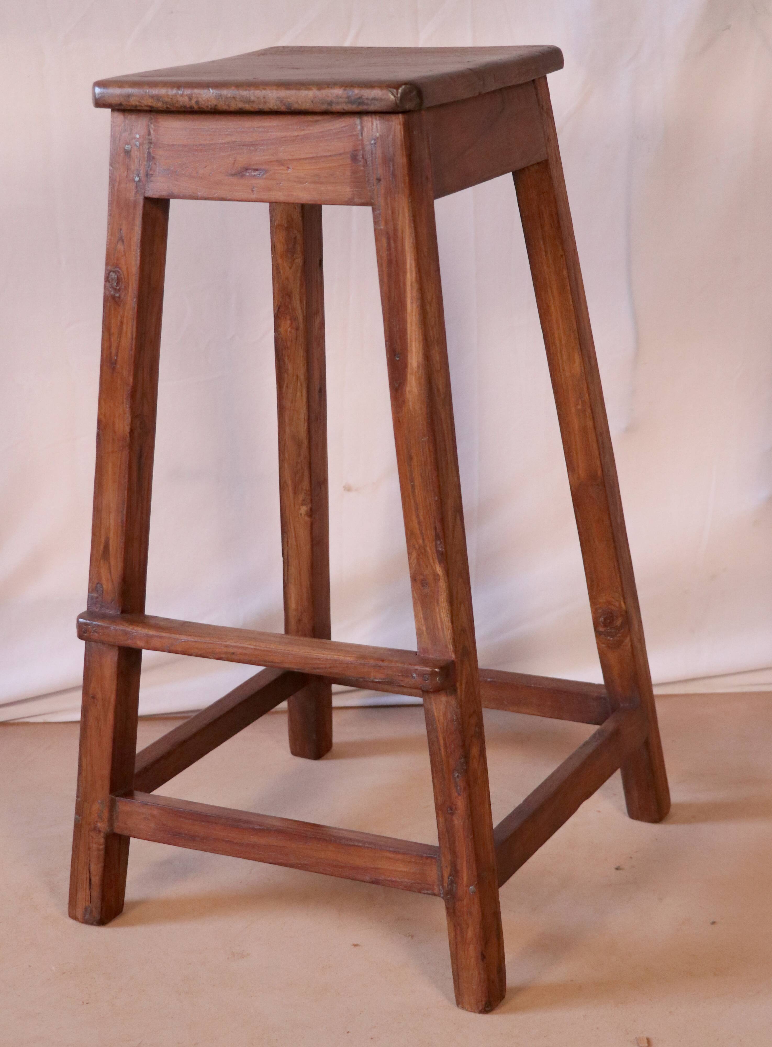 Old Burmese teak workshop top stool