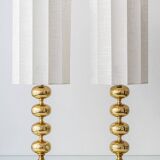 Pair of Swedish Mid-Century Brass Bobbin Table Lamps by Aneta, circa 1960