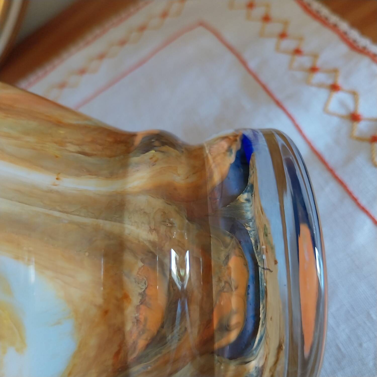 Vase in opaline and marbled glass paste Italy