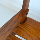 Armchairs convertible into Brutalist Bench in solid wood 1940 vintage