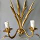 Pair of ear of wheat wall lights in gold metal, 1970s