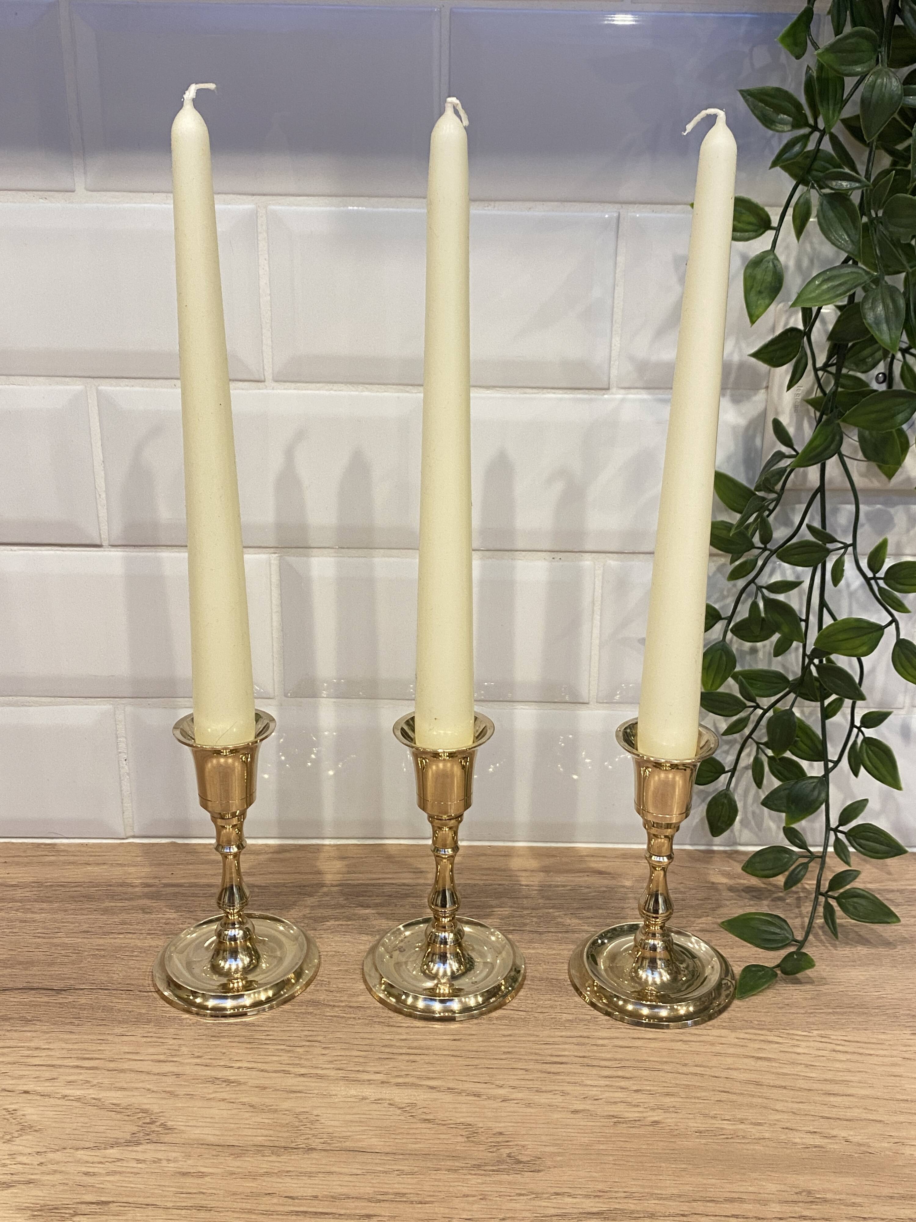 3 brass candle holders