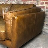 Vintage 2-seater sofa 80 S in camel leather
