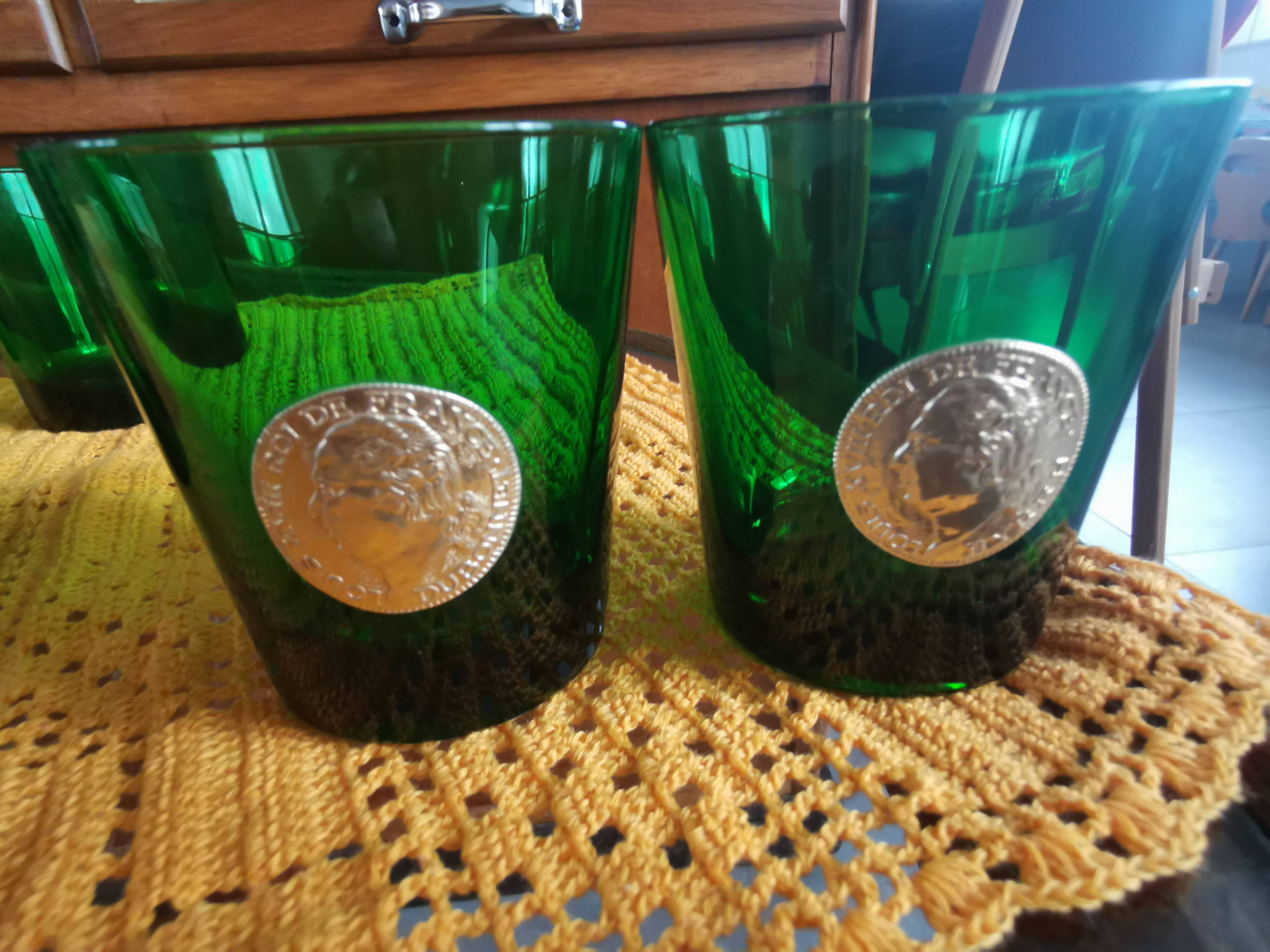 10 Water glasses DUBONNET piece louis gold vintage art deco design PN France