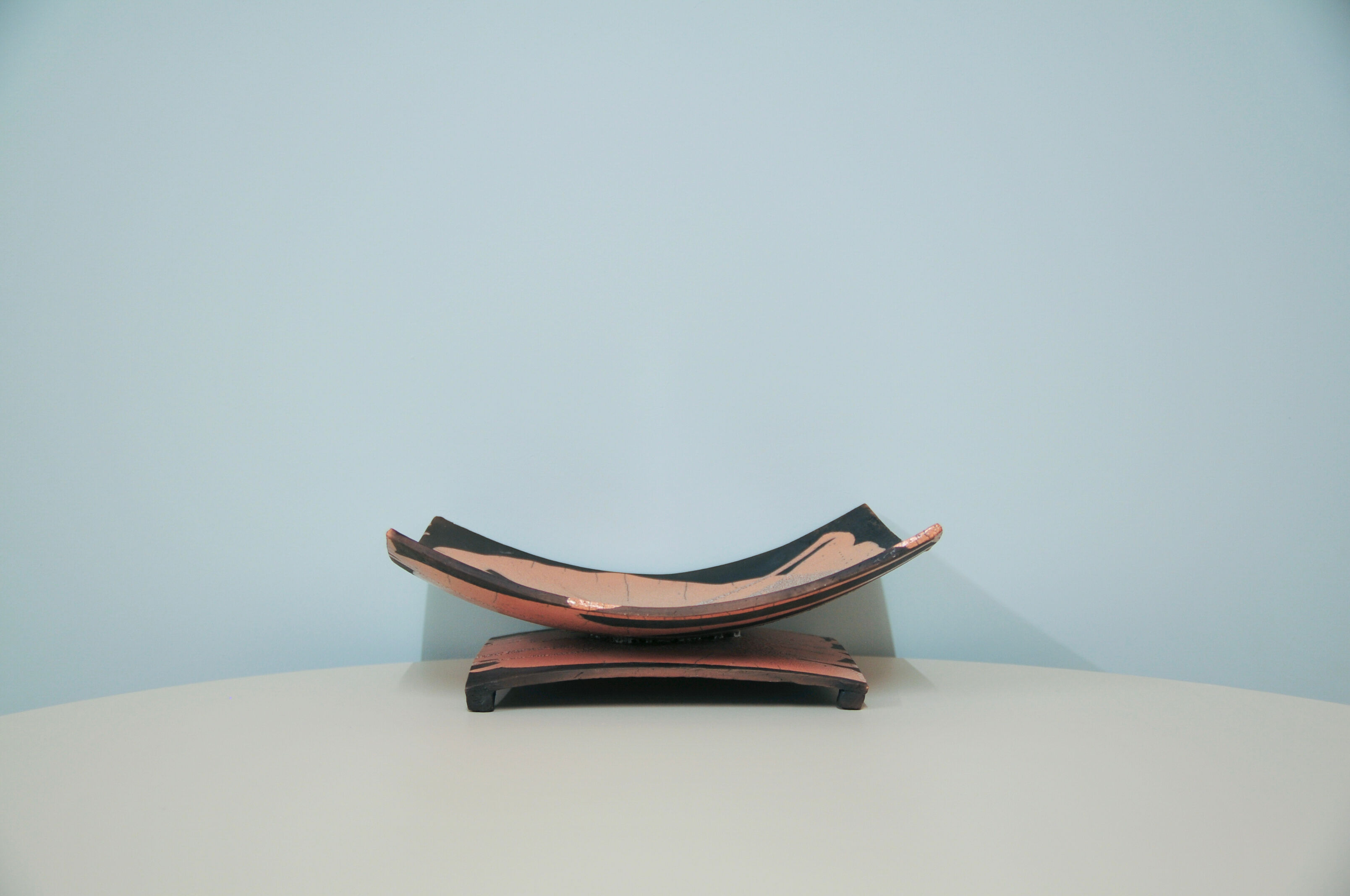 Original rectangular pink & grey bowl