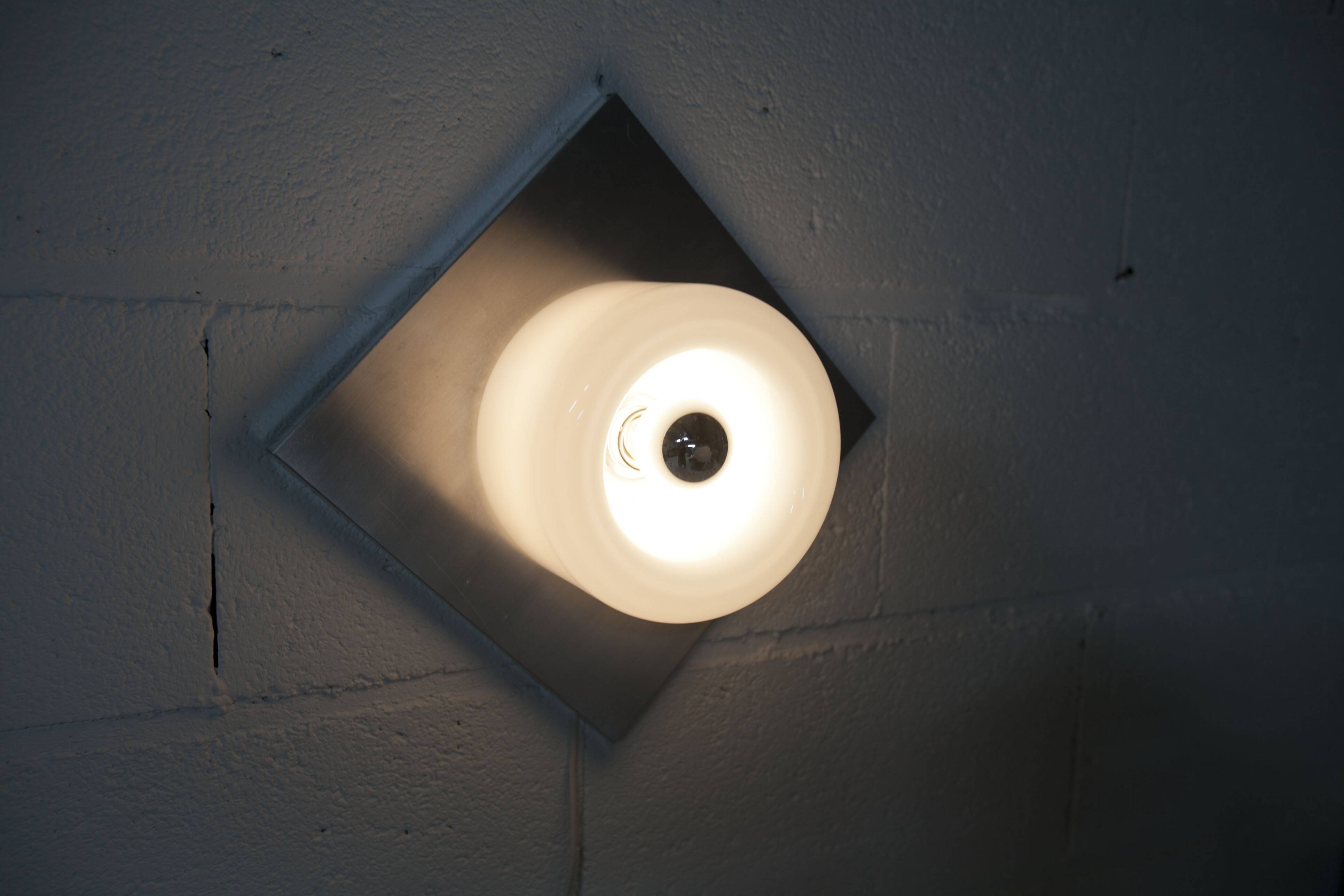 Doria Wall Light 1960 Alu Opaline + chrome LED bulb, Germany