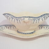Saucière en porcelaine opaque de Gien modèle Florentin, terre de fer.