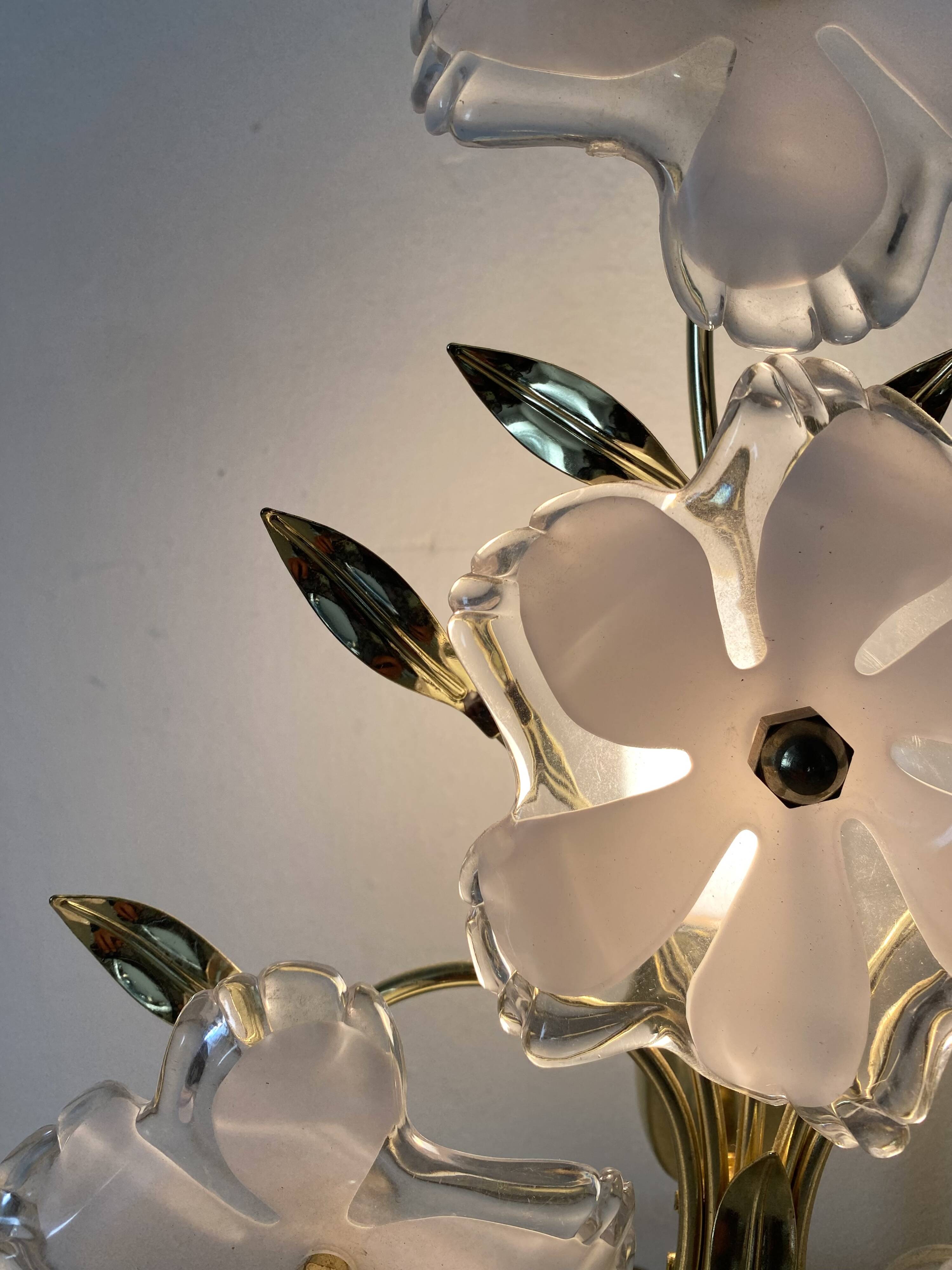 Murano glass flower lamp, Italy 1970-80
