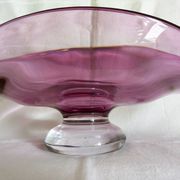 Centre de table sur pied de style Art Déco en cristal épais de Val Saint Lambert, années 1970