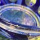cobalt blue glass bowl with round lenses
