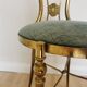 Vintage Paolo Buffa Brass Vanity Chair: Chiavari Style, Blue Fabric, 1950s