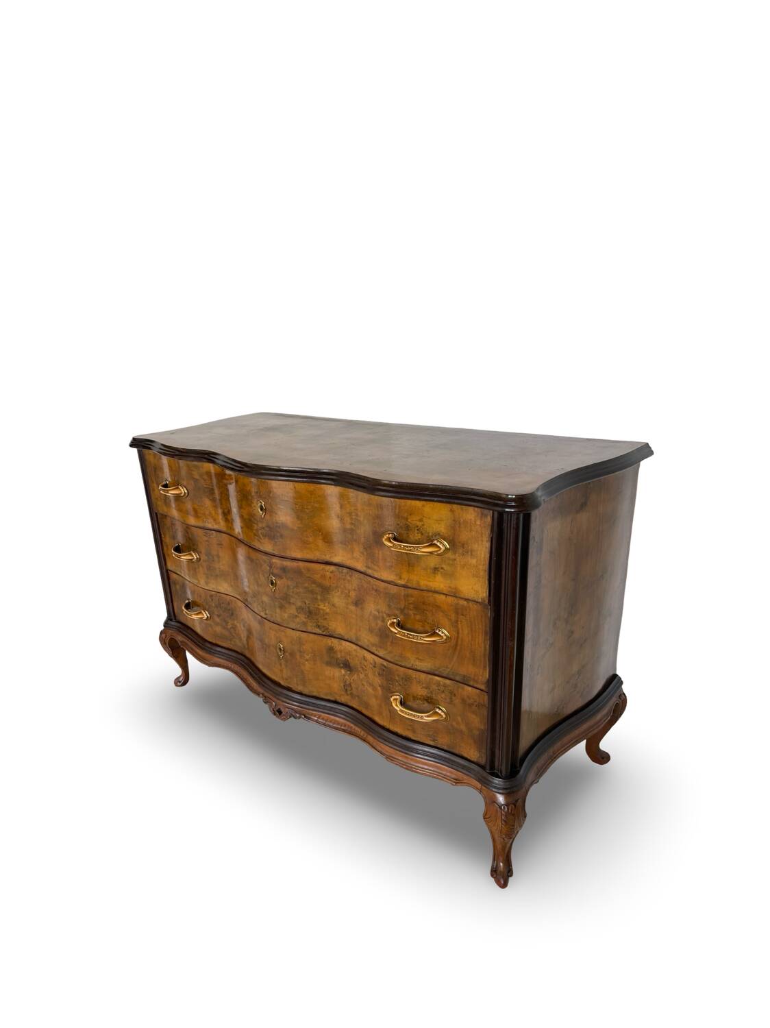 Commode italienne Art déco en loupe de noyer, années 1940-50