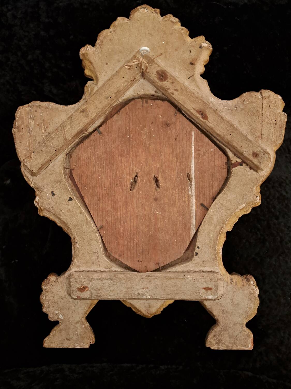 18th century Italian mirror in gilded and painted wood