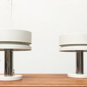 Minimalist table lamps from the German mid-century space age by Kaiser Idell / Kaiser Leuchten, 1960s, set of 2.