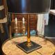Leather and brass table lamp