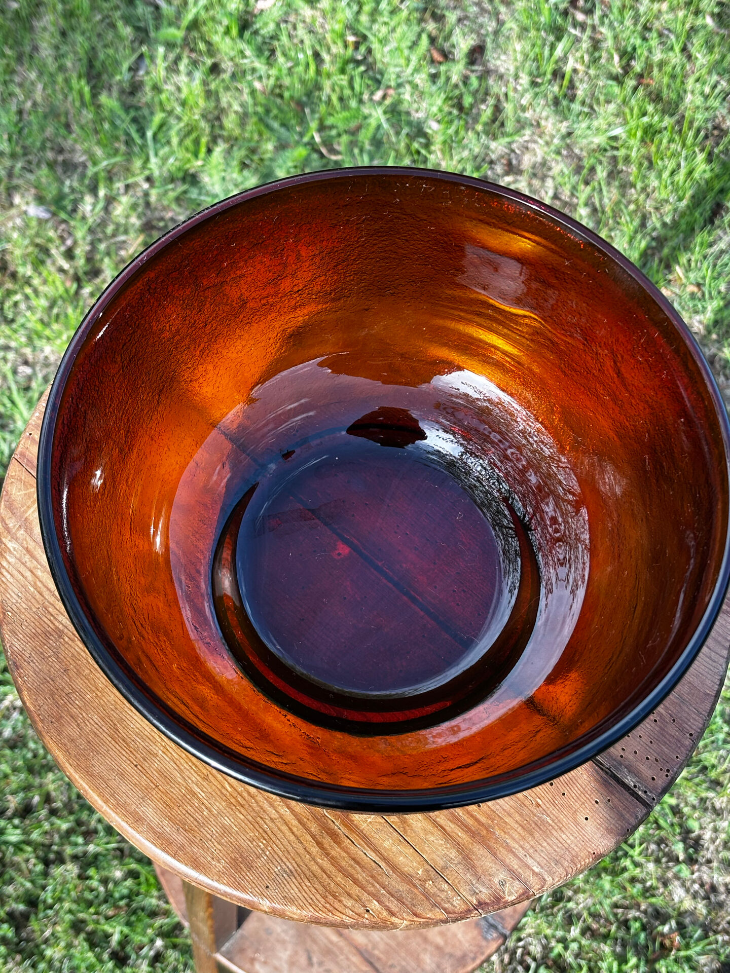 Vintage saladier en verre ambré texturé marron Arcoroc Sierra
