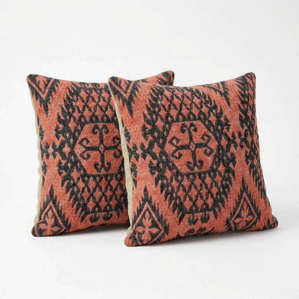 Set of 2 vintage kilim cushion covers 41x41 cm