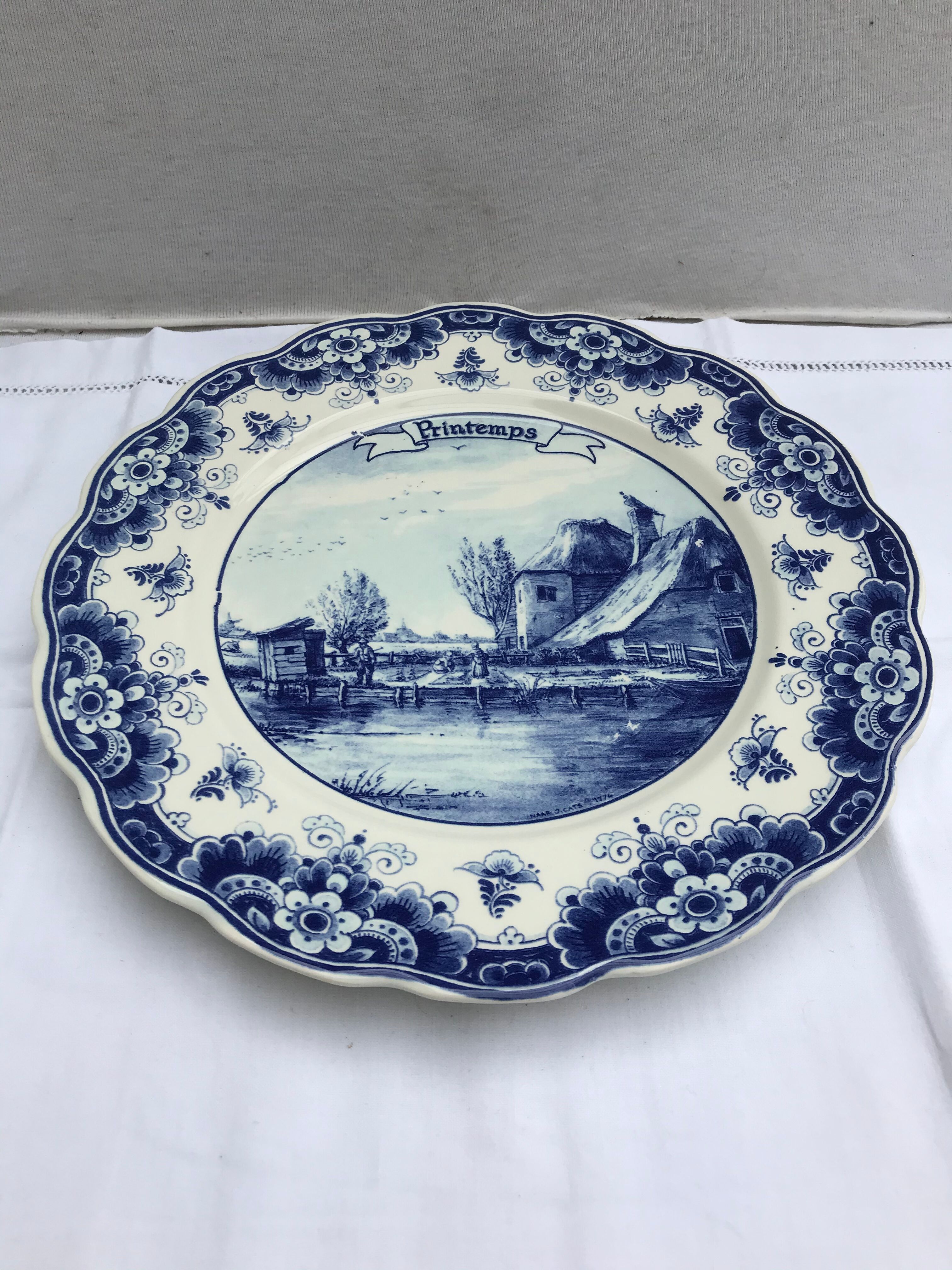 Former delft plat printemps heineken 1990 ceramics white - vintage blue
