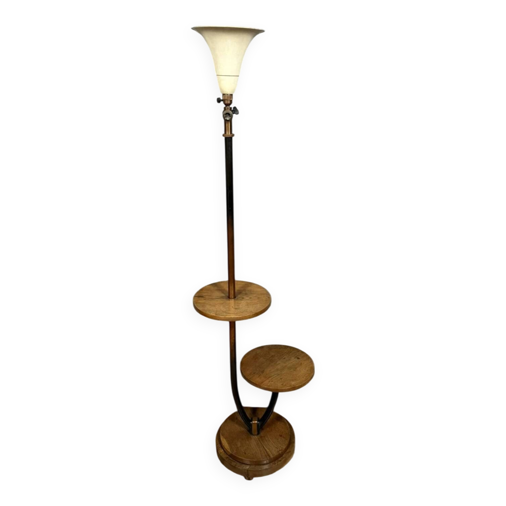 According to Mazda: Art Deco period mahogany floor lamp circa 1930