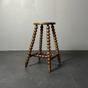 Midcentury brutalist wood turned stool in the style of Charles Dudouyt, 50s