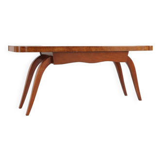 Table basse Art Déco en bois avec pieds organiques, Belgique ca. 1930