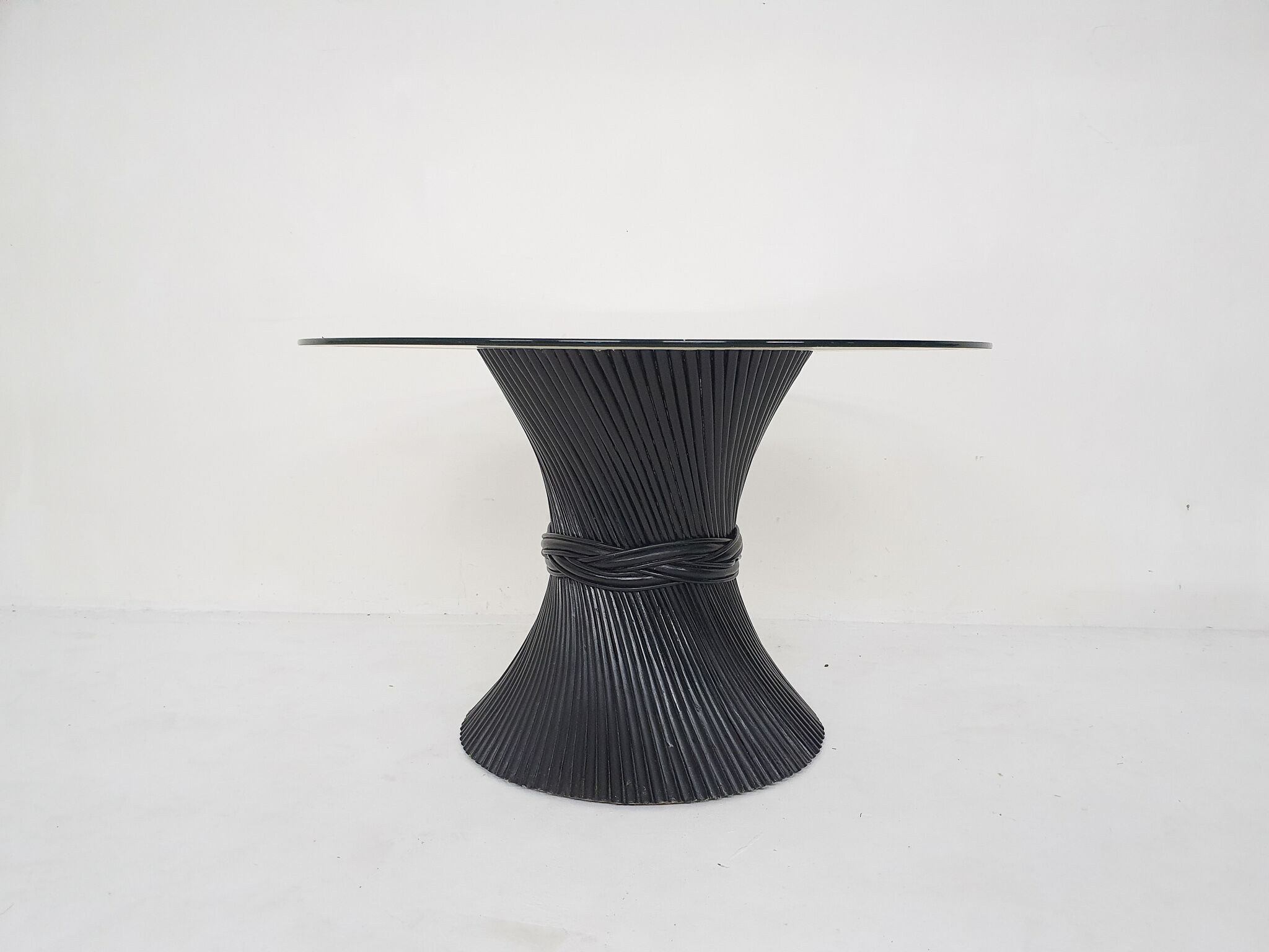 Bamboo and glass McGuire "Wheet" dining table, U.S.A, 1970's